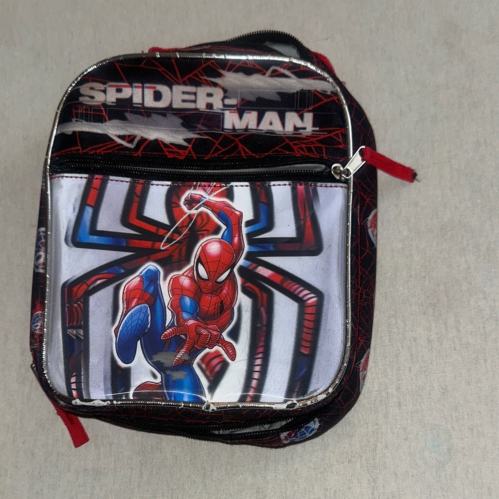 Kids Spider-Man Themed Bag - Black and Red Lunch Bag.